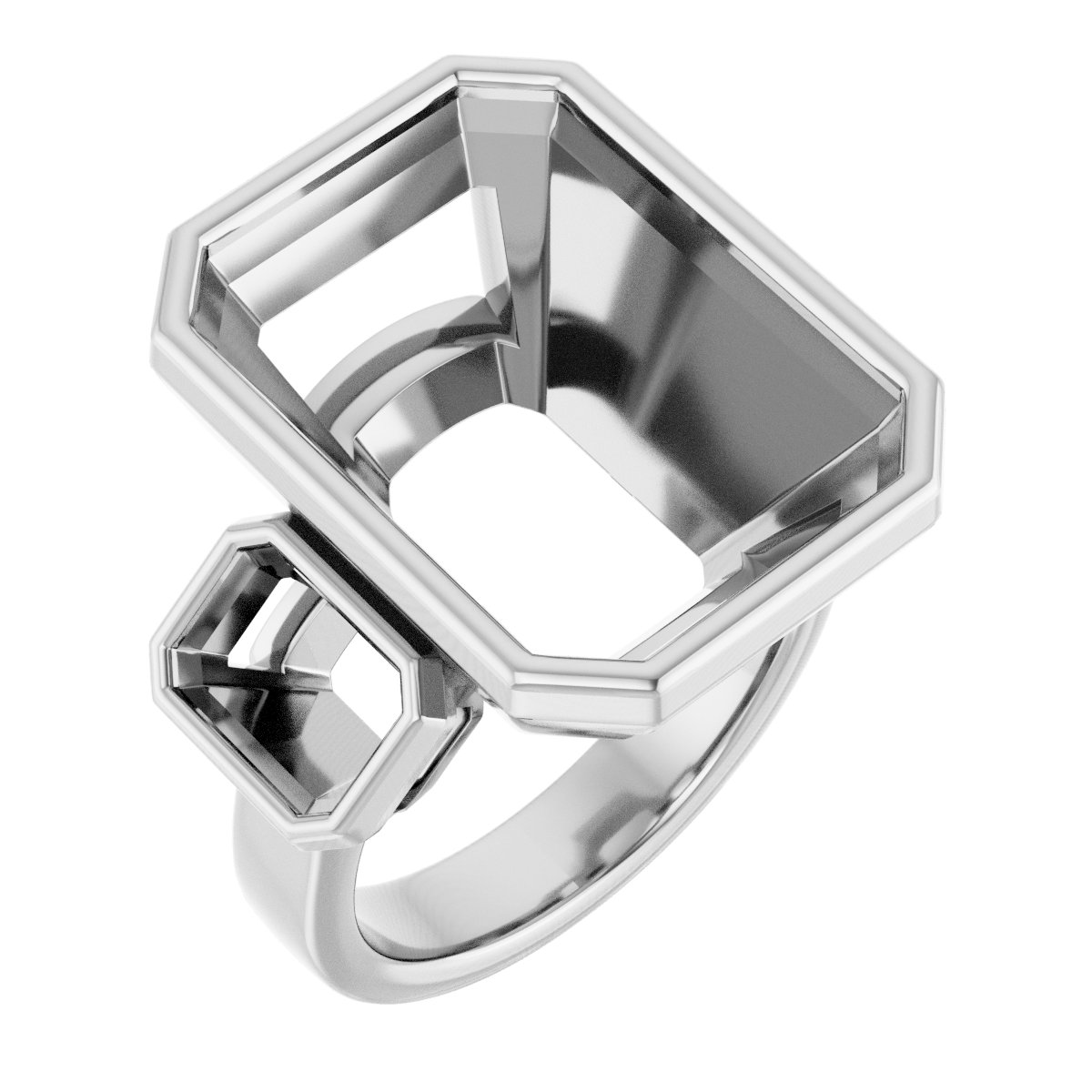 Bezel-Set Three-Stone Engagement Ring