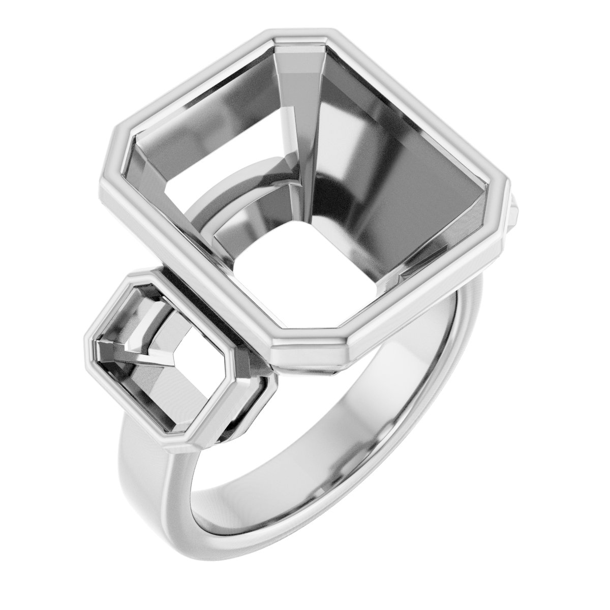 Bezel-Set Three-Stone Engagement Ring