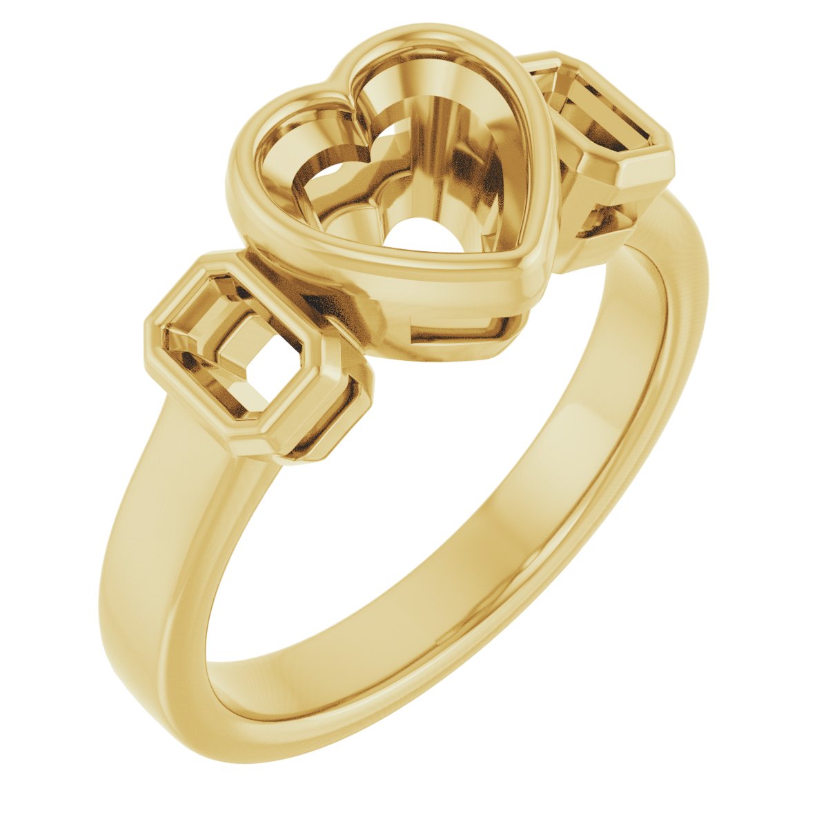 Bezel-Set Three-Stone Engagement Ring