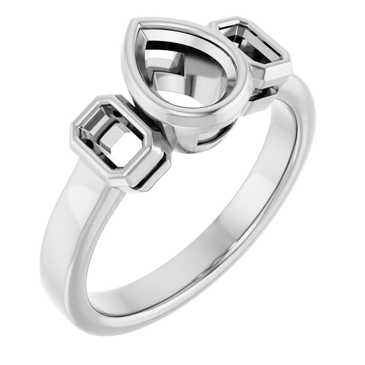 Bezel-Set Three-Stone Engagement Ring