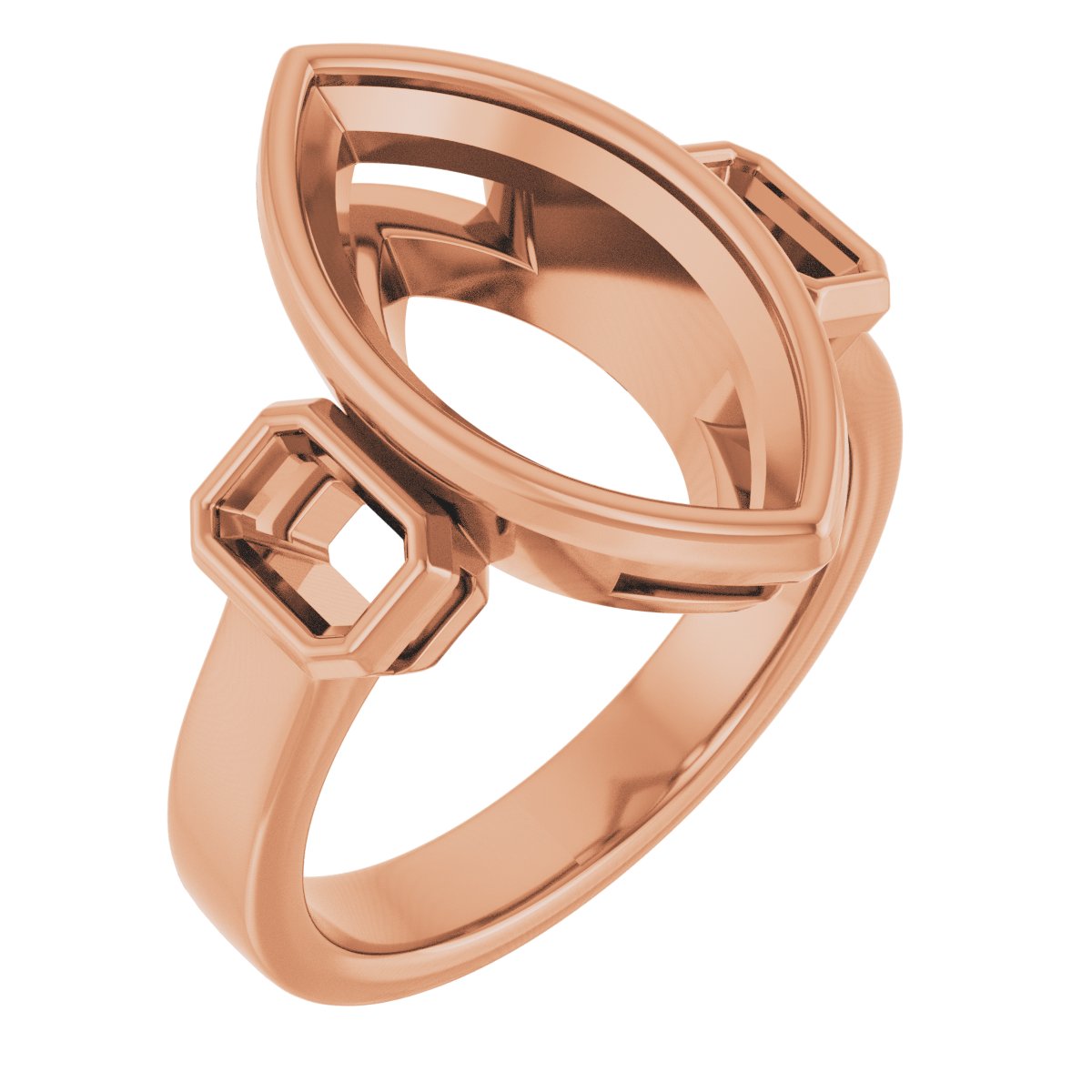 Bezel-Set Three-Stone Engagement Ring