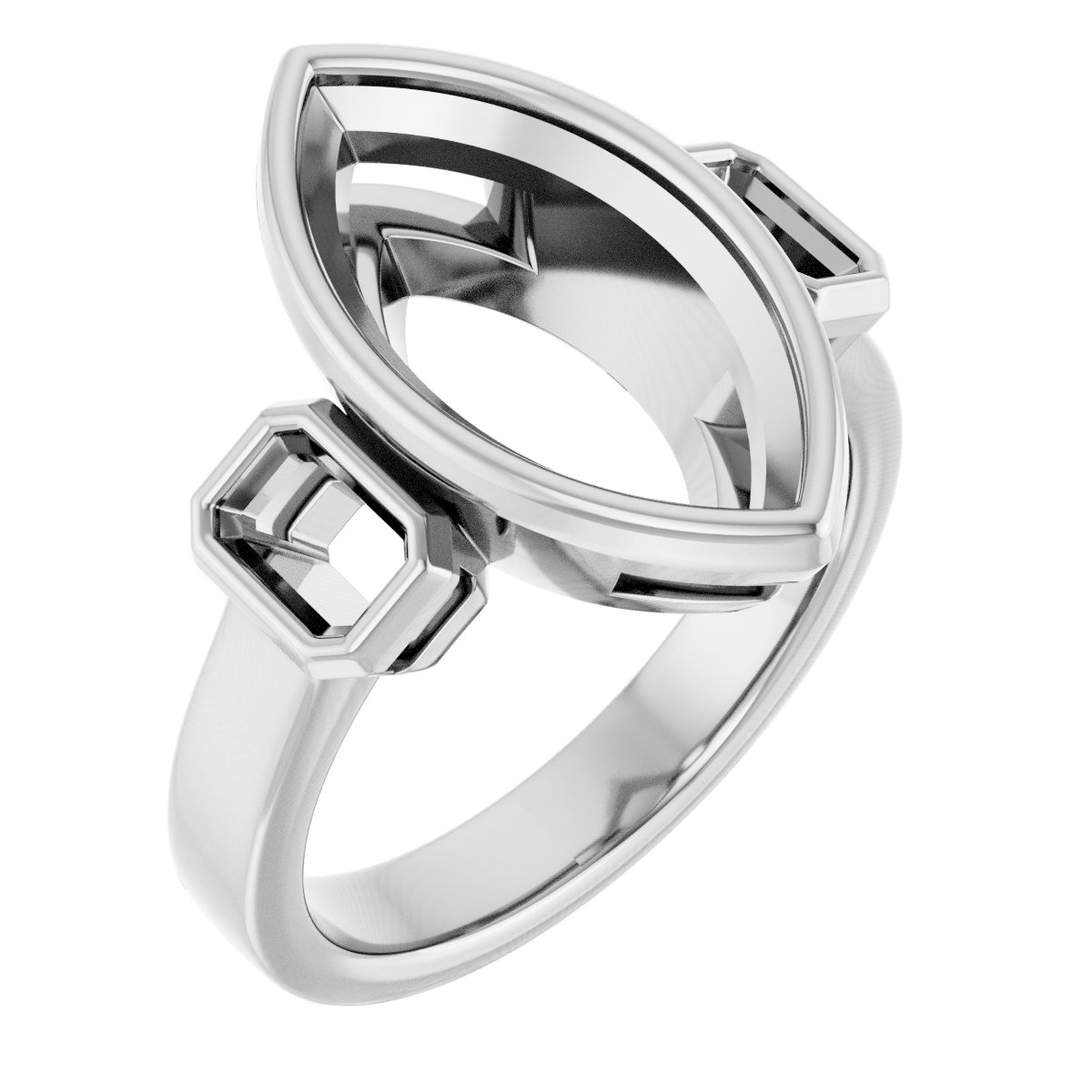 Bezel-Set Three-Stone Engagement Ring