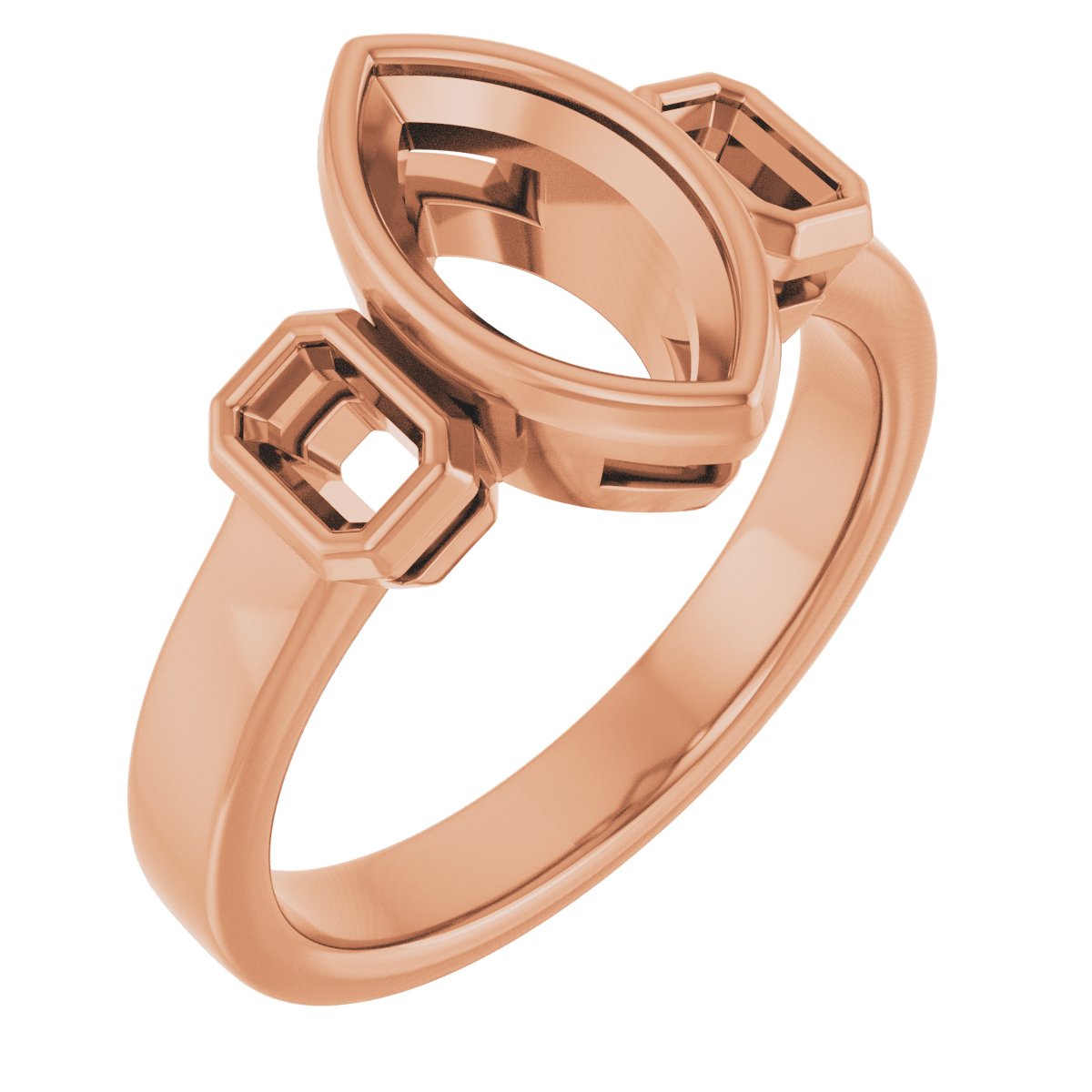 Bezel-Set Three-Stone Engagement Ring