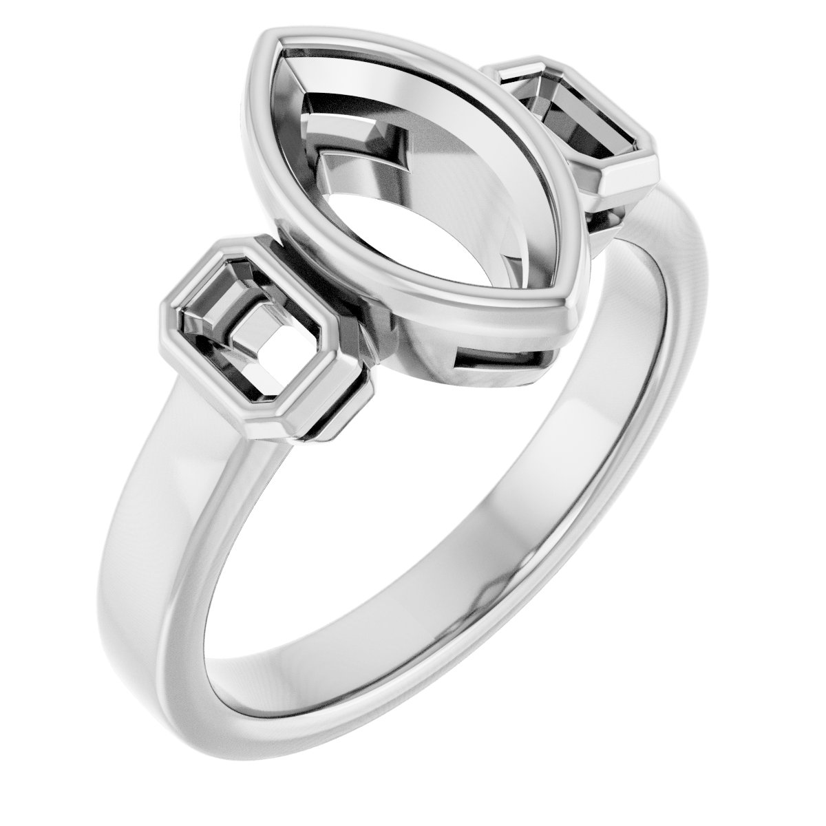 Bezel-Set Three-Stone Engagement Ring