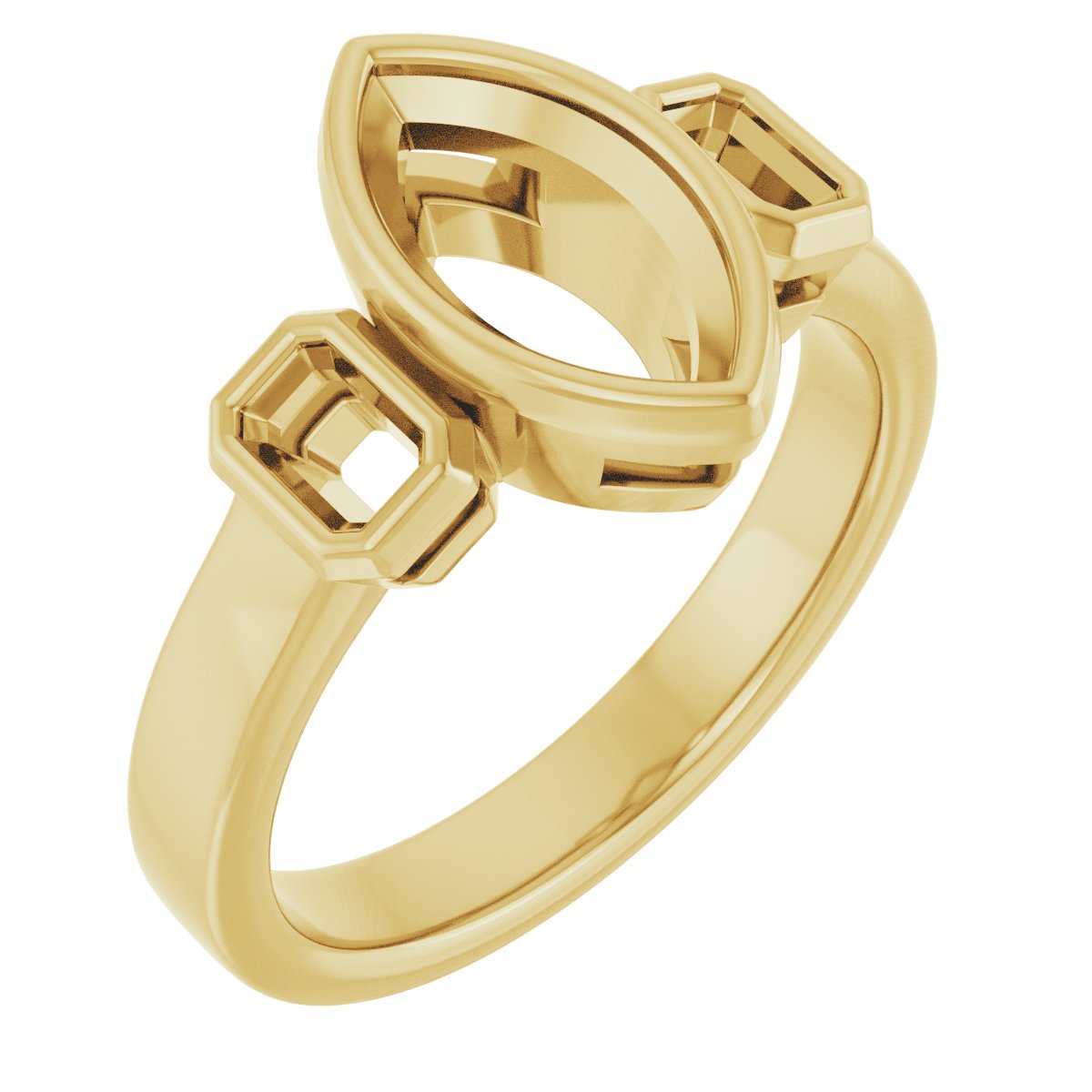 Bezel-Set Three-Stone Engagement Ring