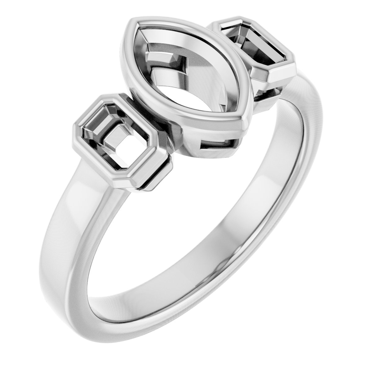 Bezel-Set Three-Stone Engagement Ring