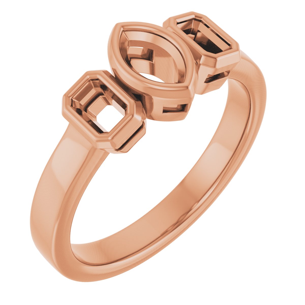 Bezel-Set Three-Stone Engagement Ring