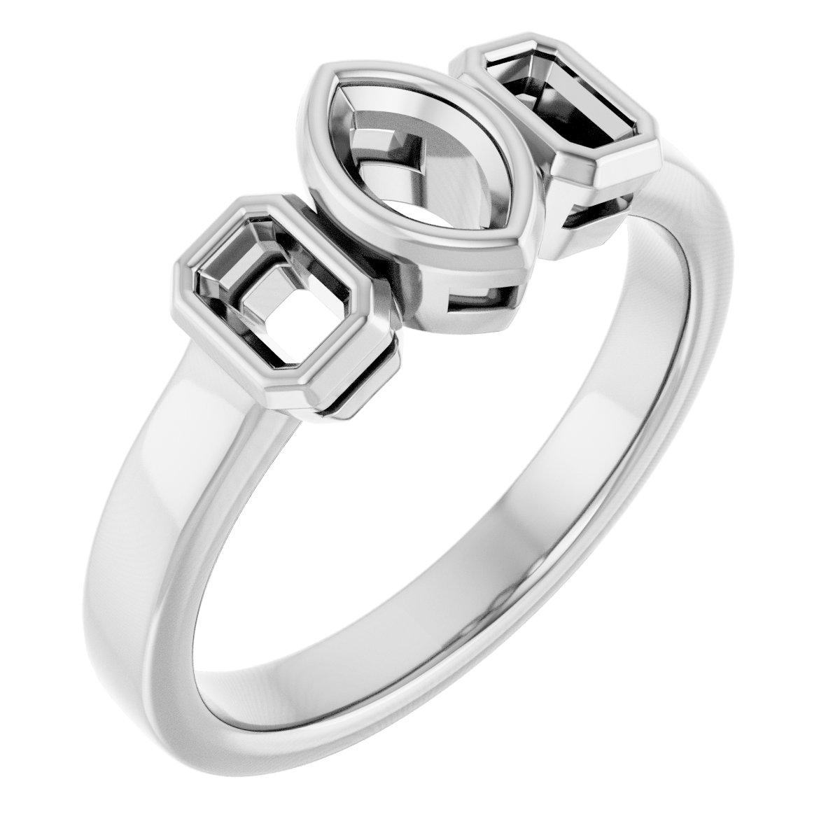 Bezel-Set Three-Stone Engagement Ring