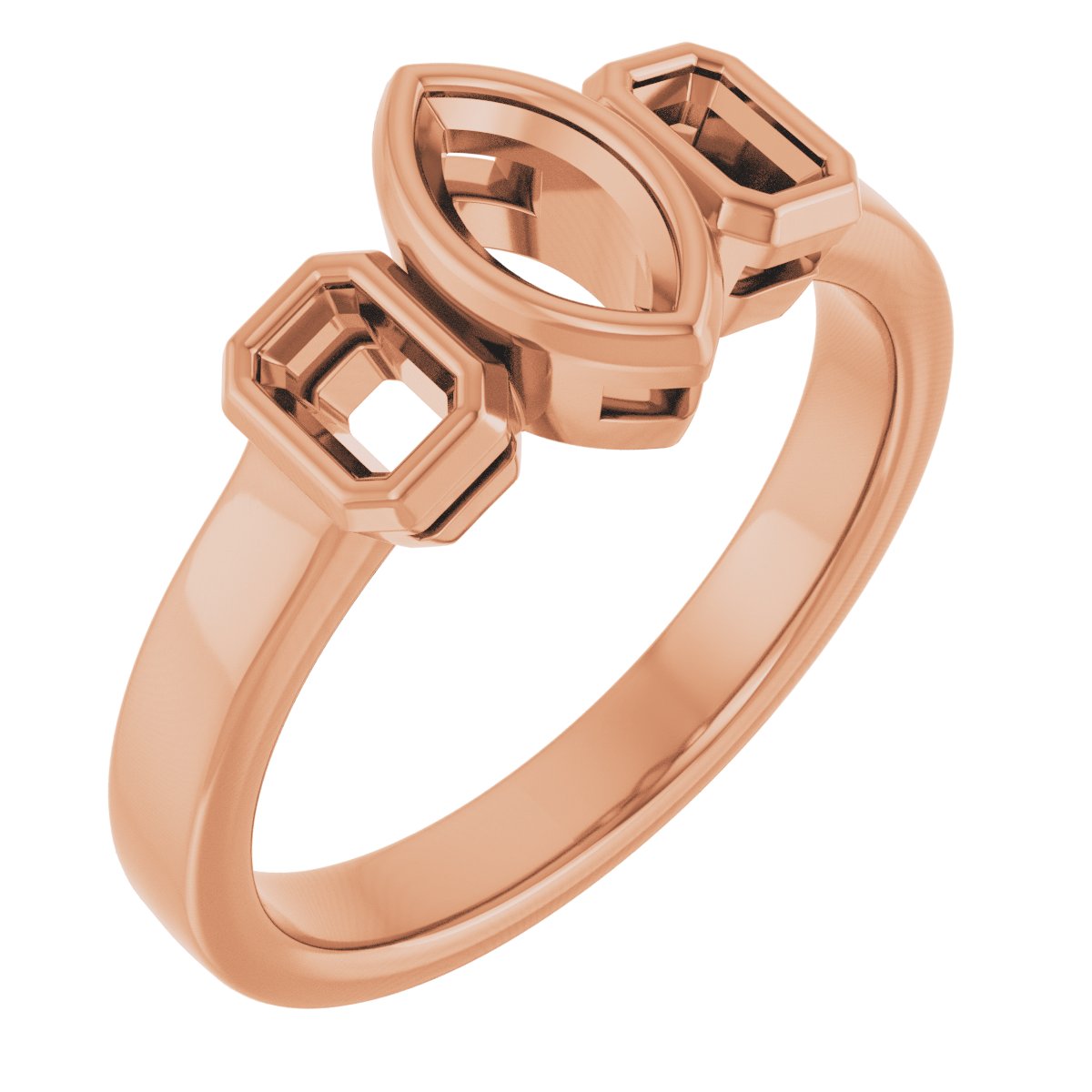 Bezel-Set Three-Stone Engagement Ring