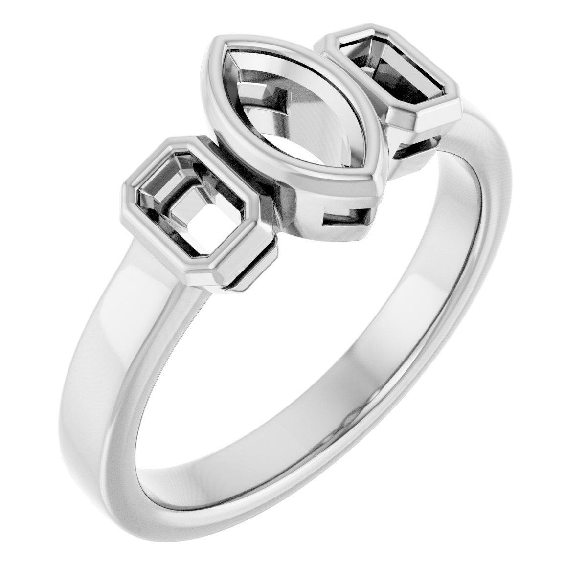 Bezel-Set Three-Stone Engagement Ring