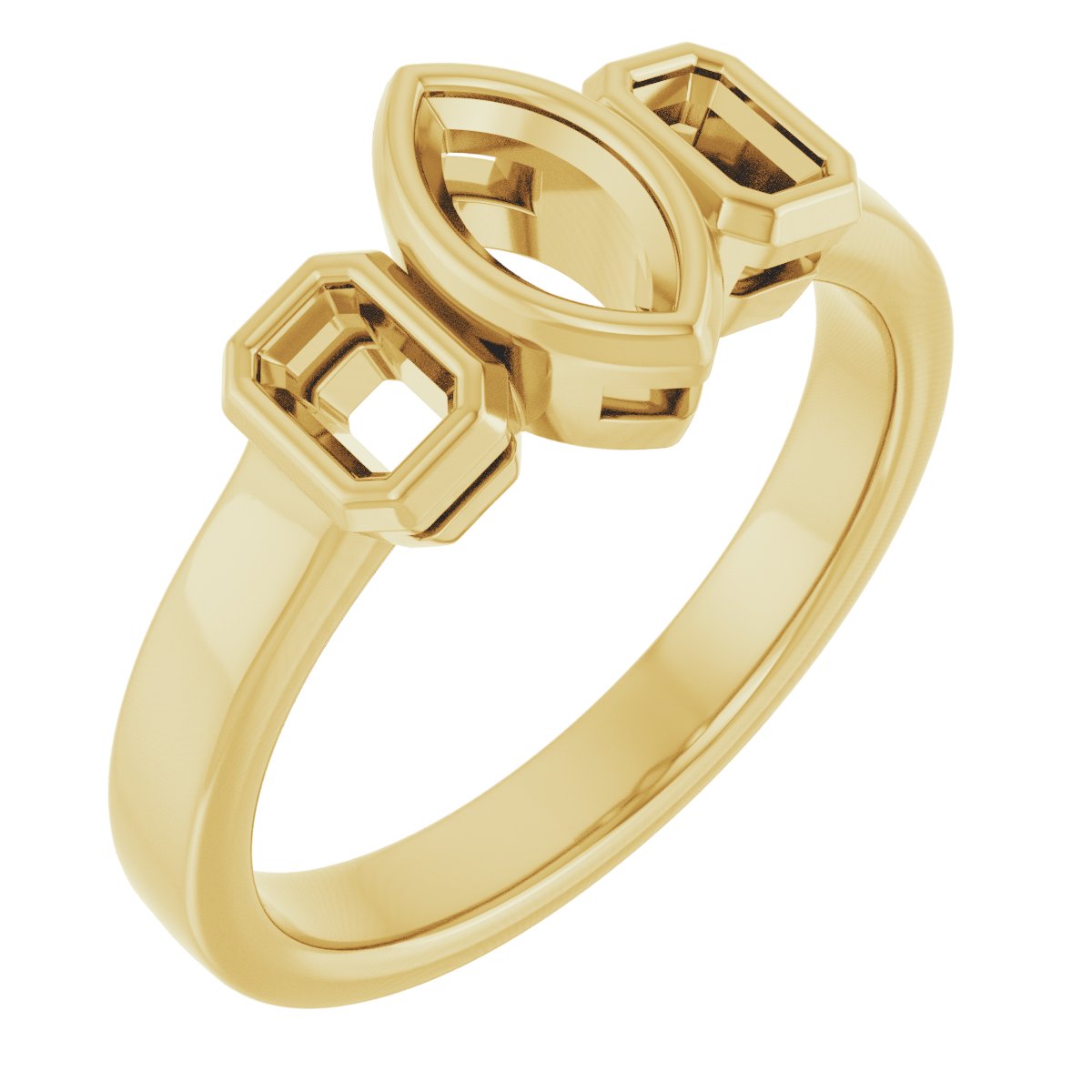 Bezel-Set Three-Stone Engagement Ring