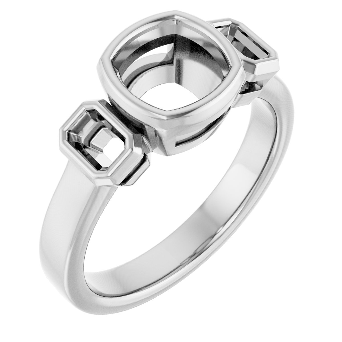 Bezel-Set Three-Stone Engagement Ring