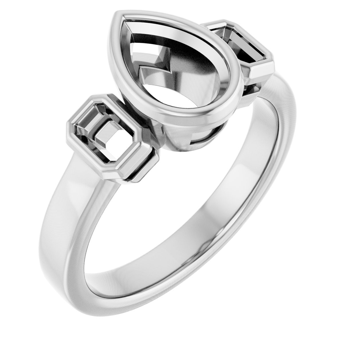 Bezel-Set Three-Stone Engagement Ring