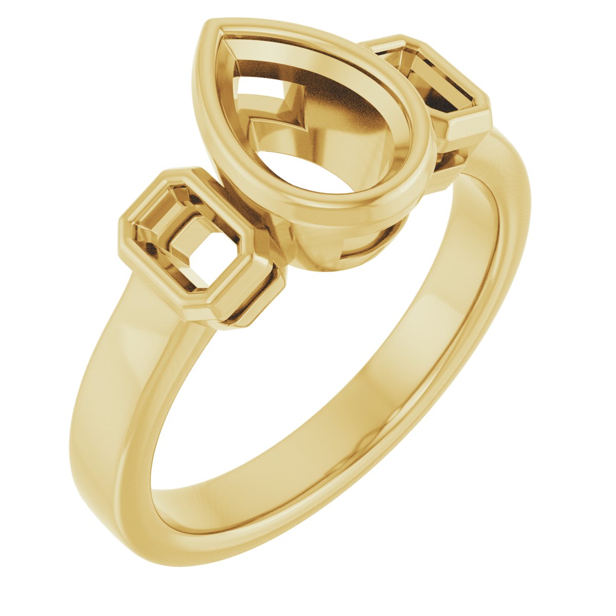 Bezel-Set Three-Stone Engagement Ring