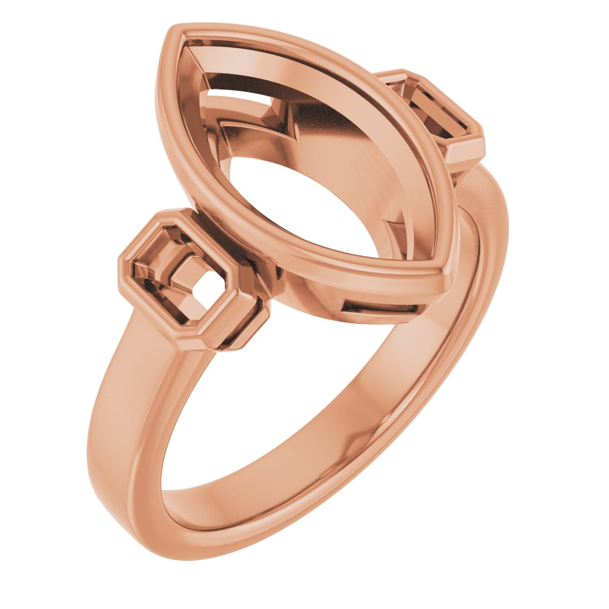 Bezel-Set Three-Stone Engagement Ring