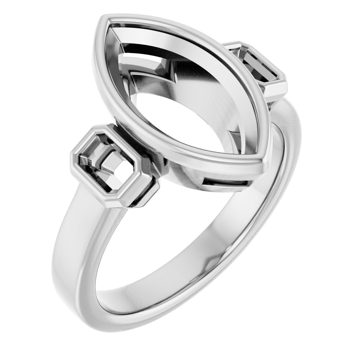 Bezel-Set Three-Stone Engagement Ring