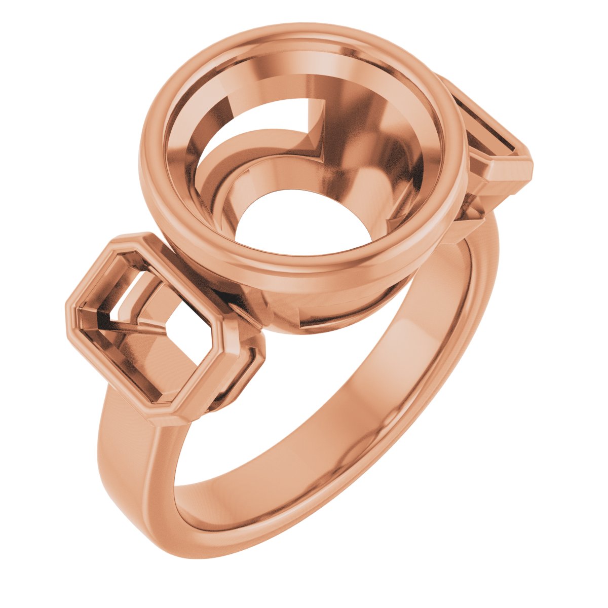 Bezel-Set Three-Stone Engagement Ring