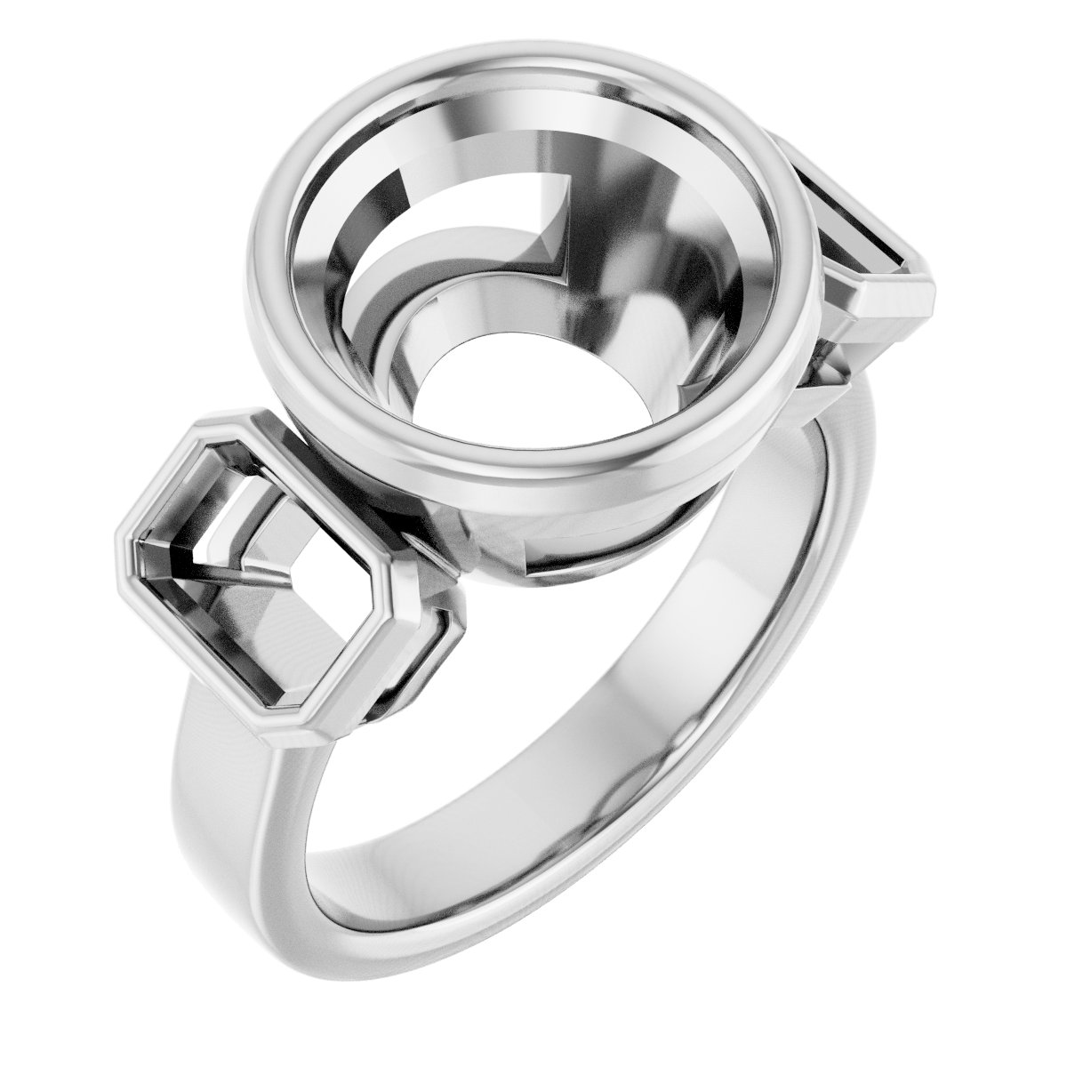 Bezel-Set Three-Stone Engagement Ring