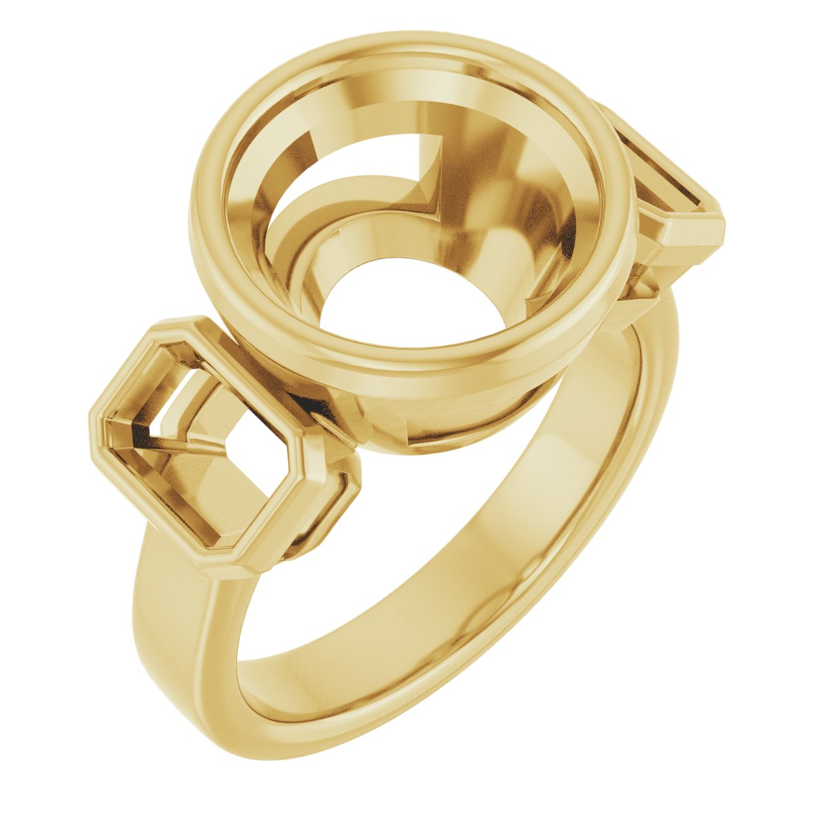 Bezel-Set Three-Stone Engagement Ring