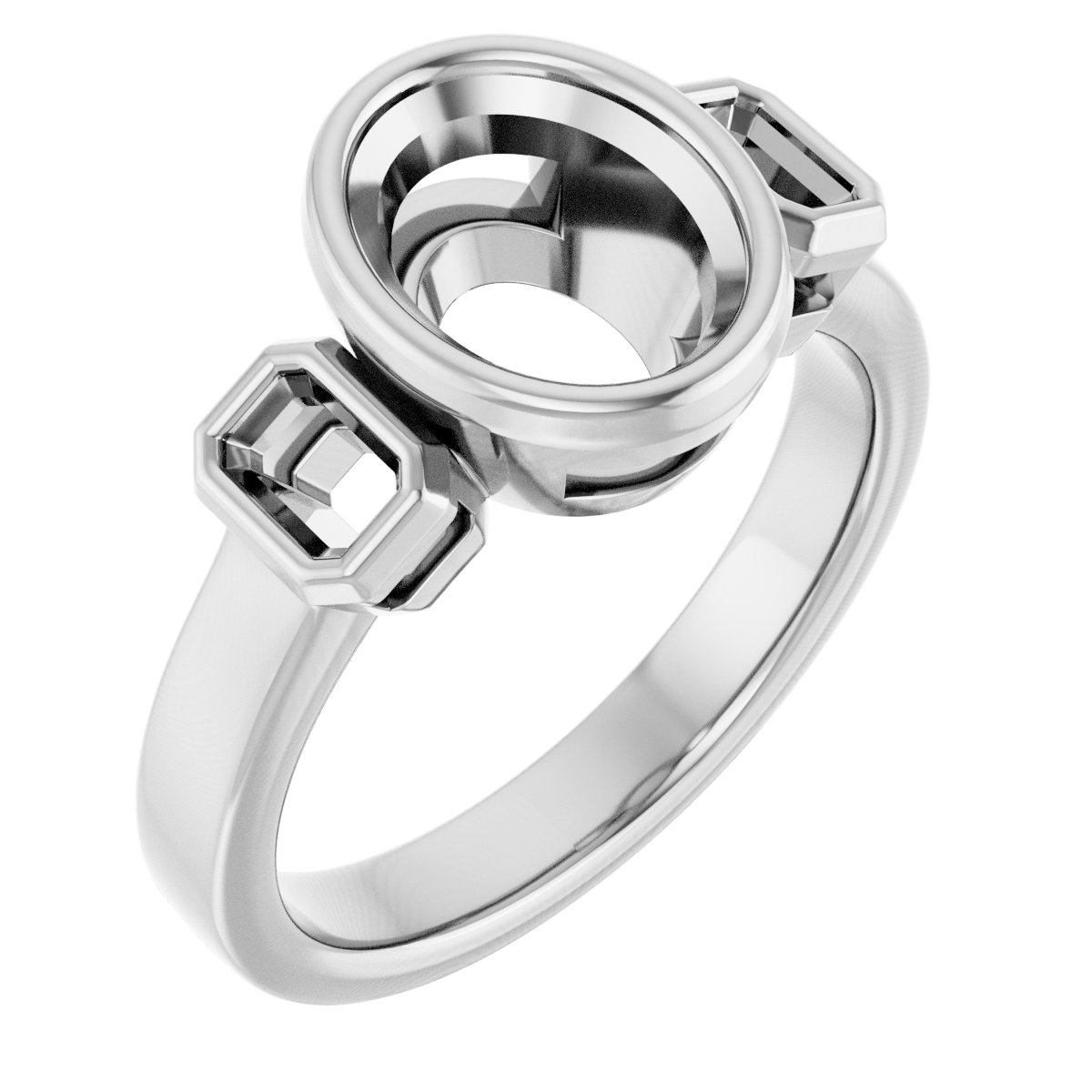 Bezel-Set Three-Stone Engagement Ring