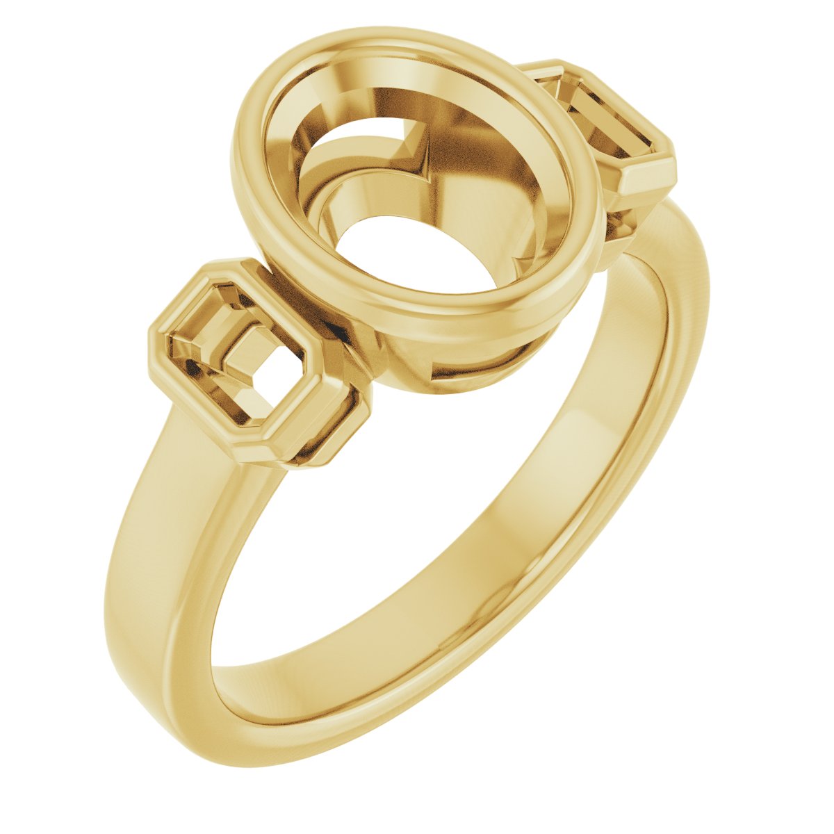 Bezel-Set Three-Stone Engagement Ring