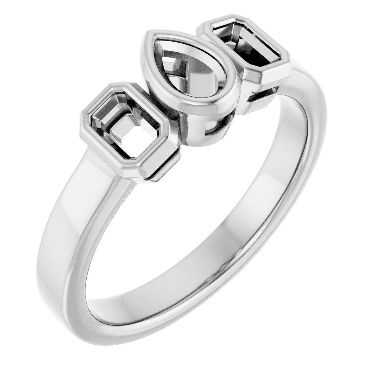 Bezel-Set Three-Stone Engagement Ring