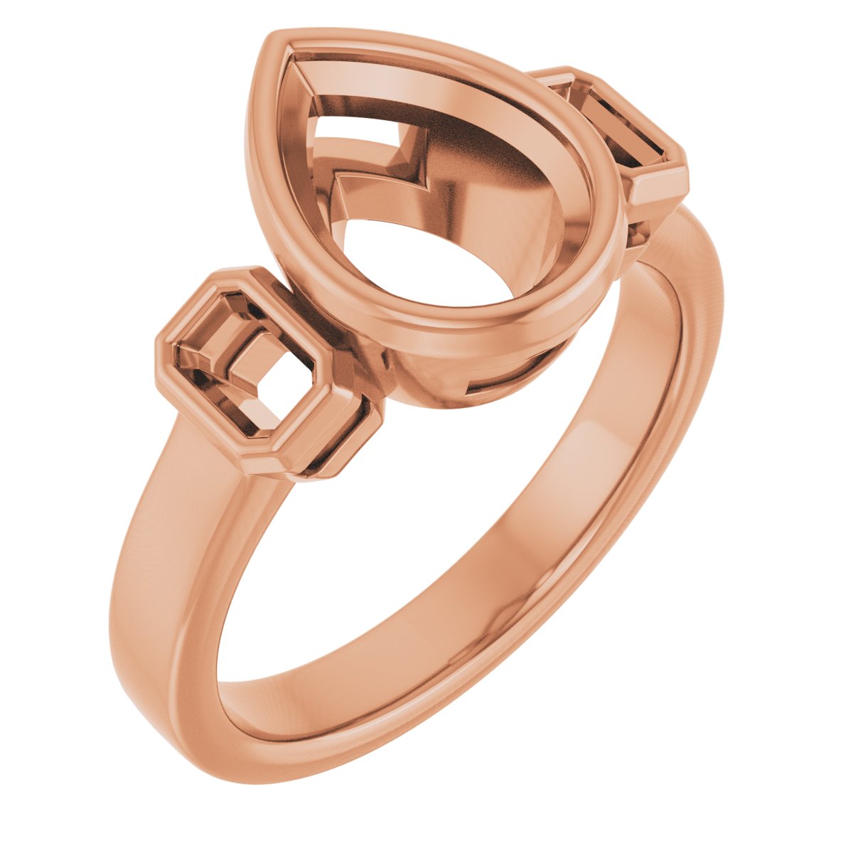 Bezel-Set Three-Stone Engagement Ring