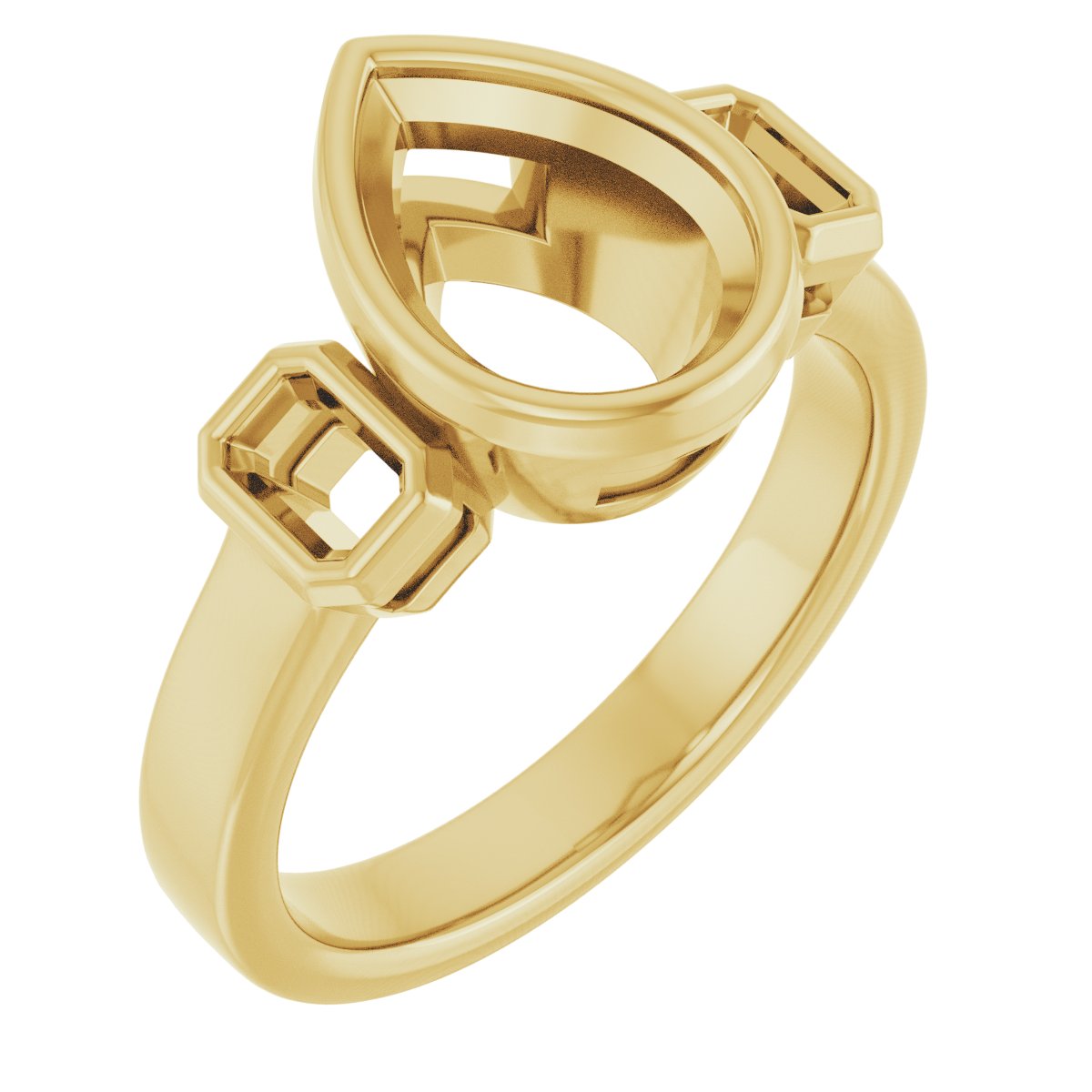 Bezel-Set Three-Stone Engagement Ring