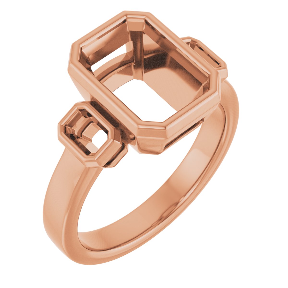 Bezel-Set Three-Stone Engagement Ring