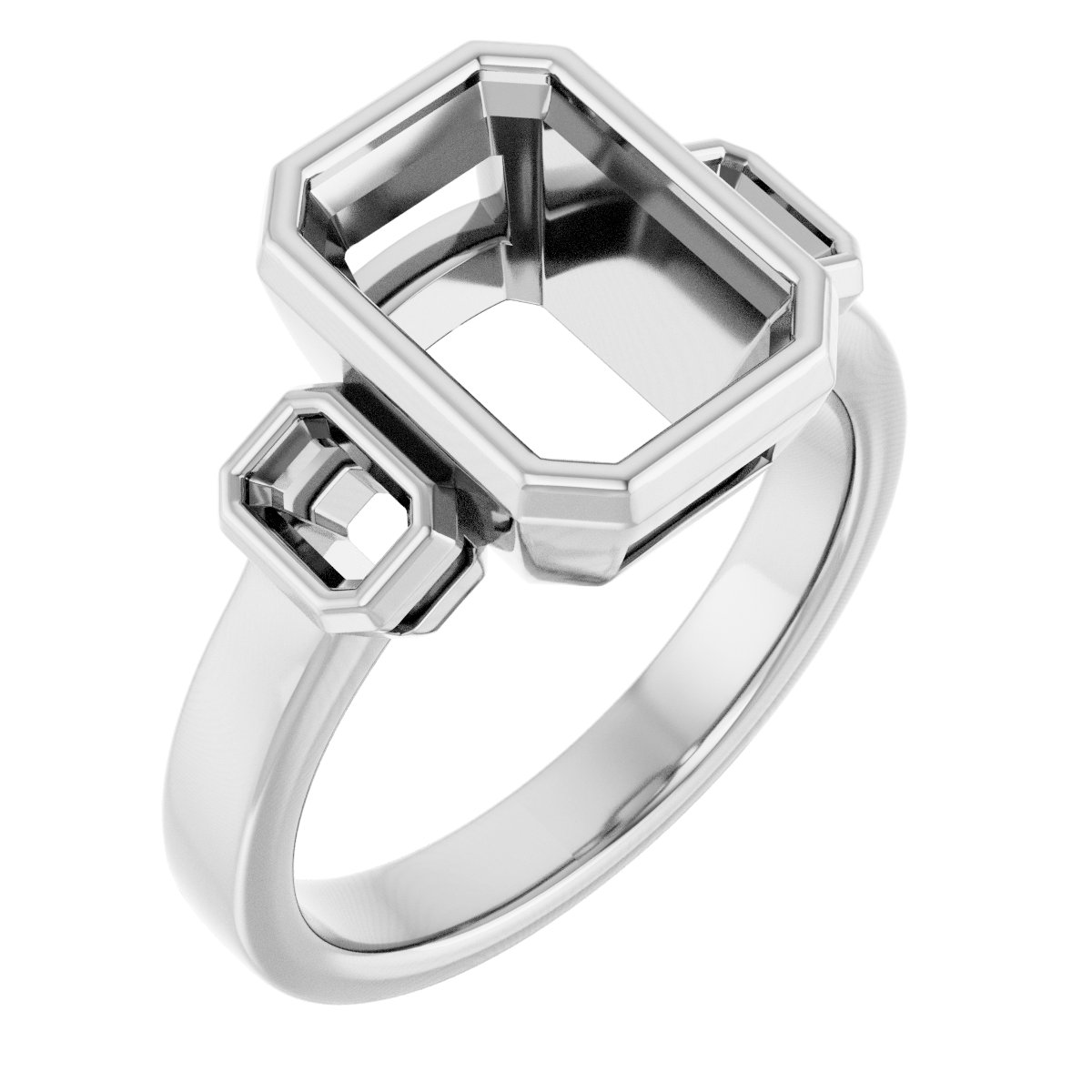 Bezel-Set Three-Stone Engagement Ring