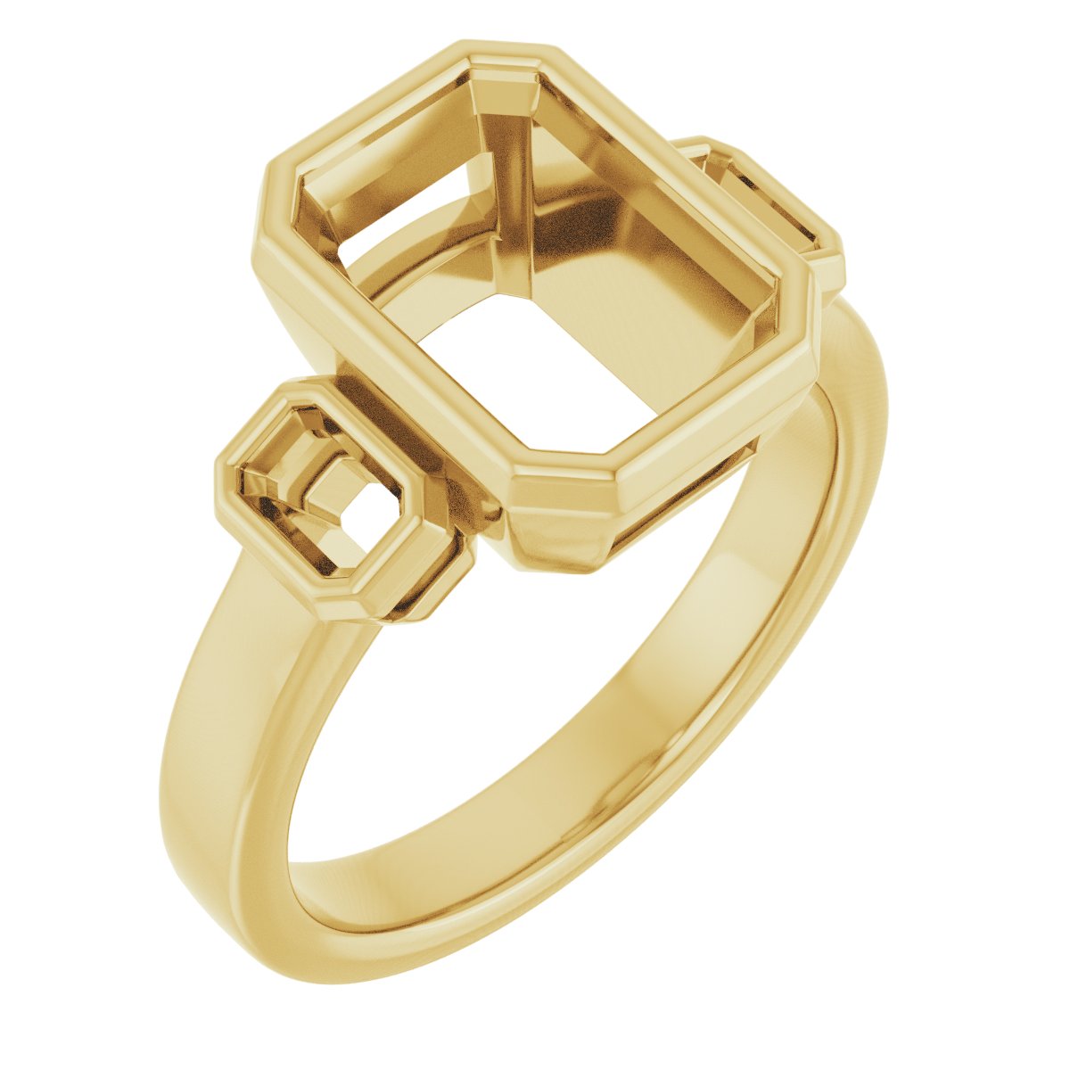Bezel-Set Three-Stone Engagement Ring