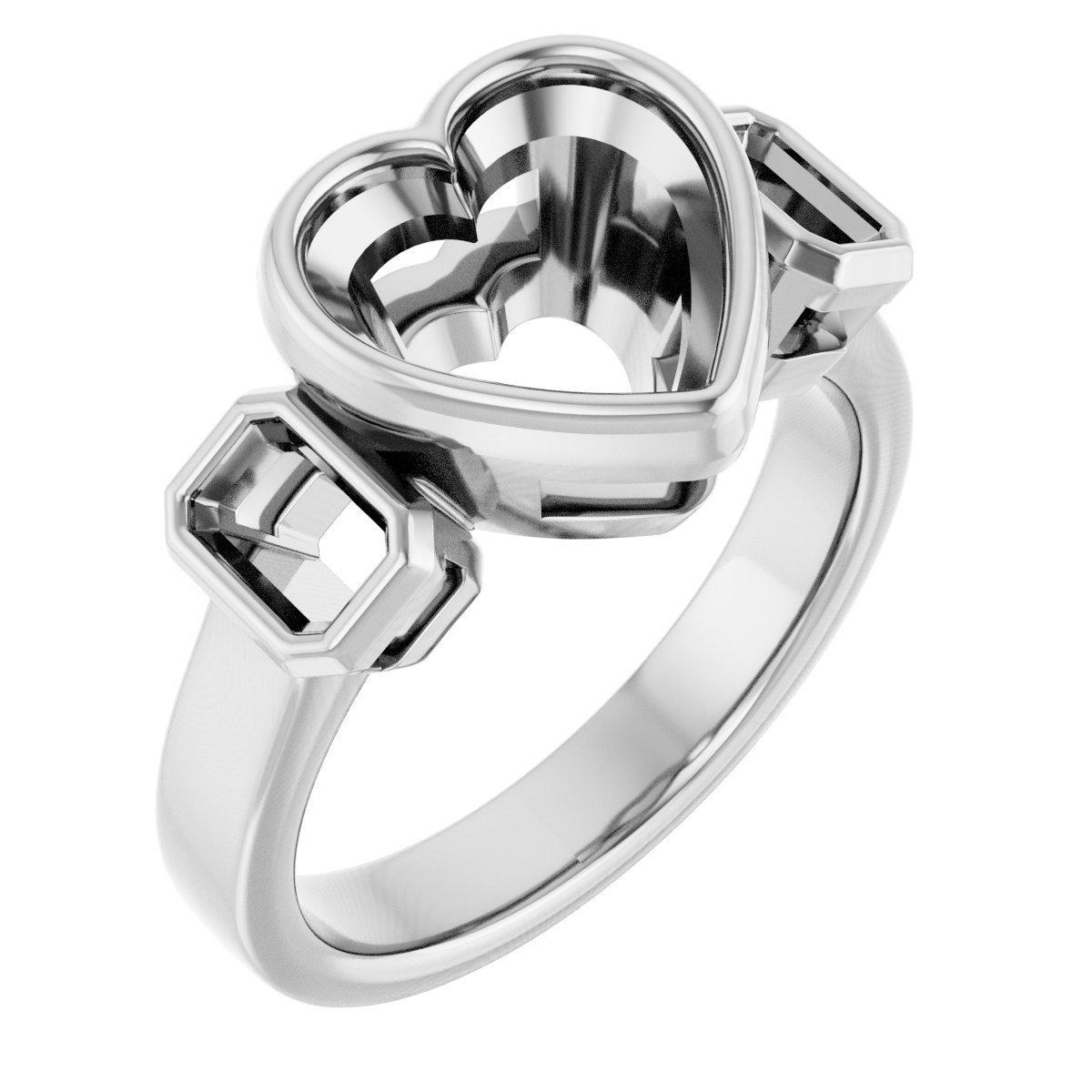 Bezel-Set Three-Stone Engagement Ring