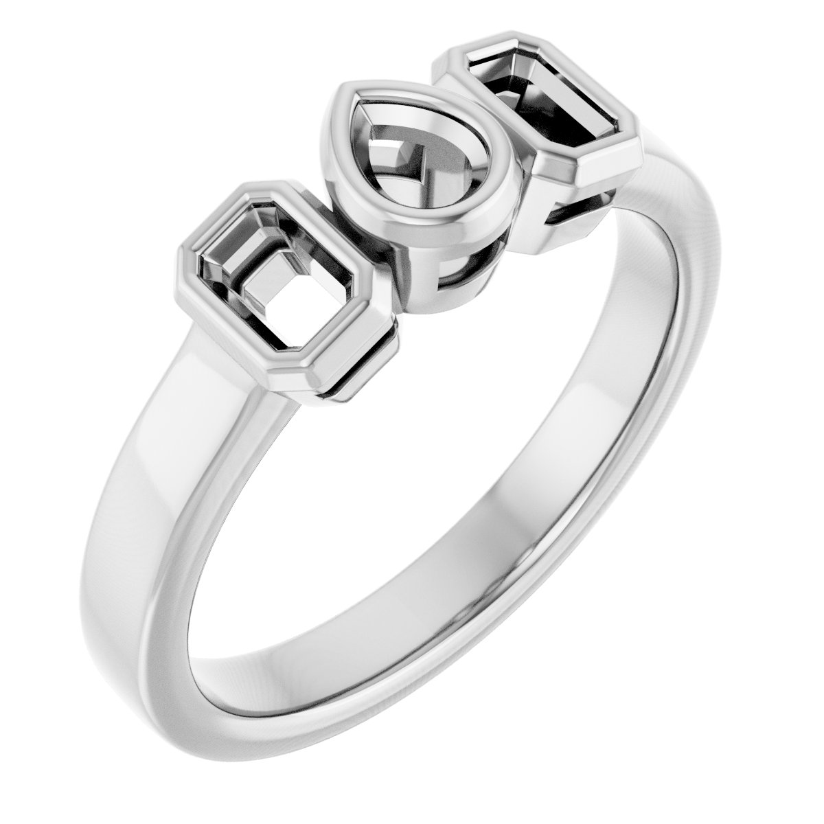 Bezel-Set Three-Stone Engagement Ring