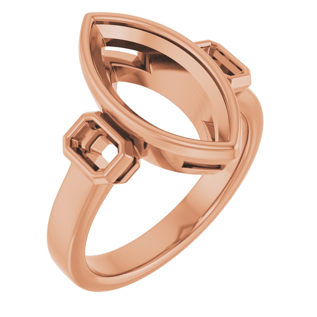 Bezel-Set Three-Stone Engagement Ring
