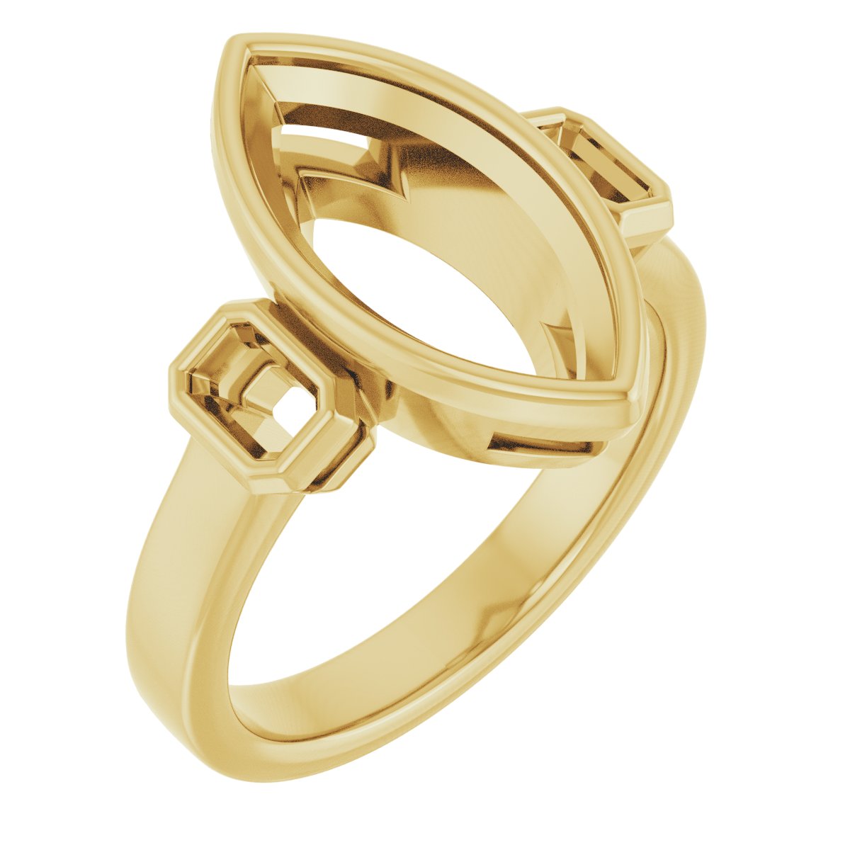 Bezel-Set Three-Stone Engagement Ring