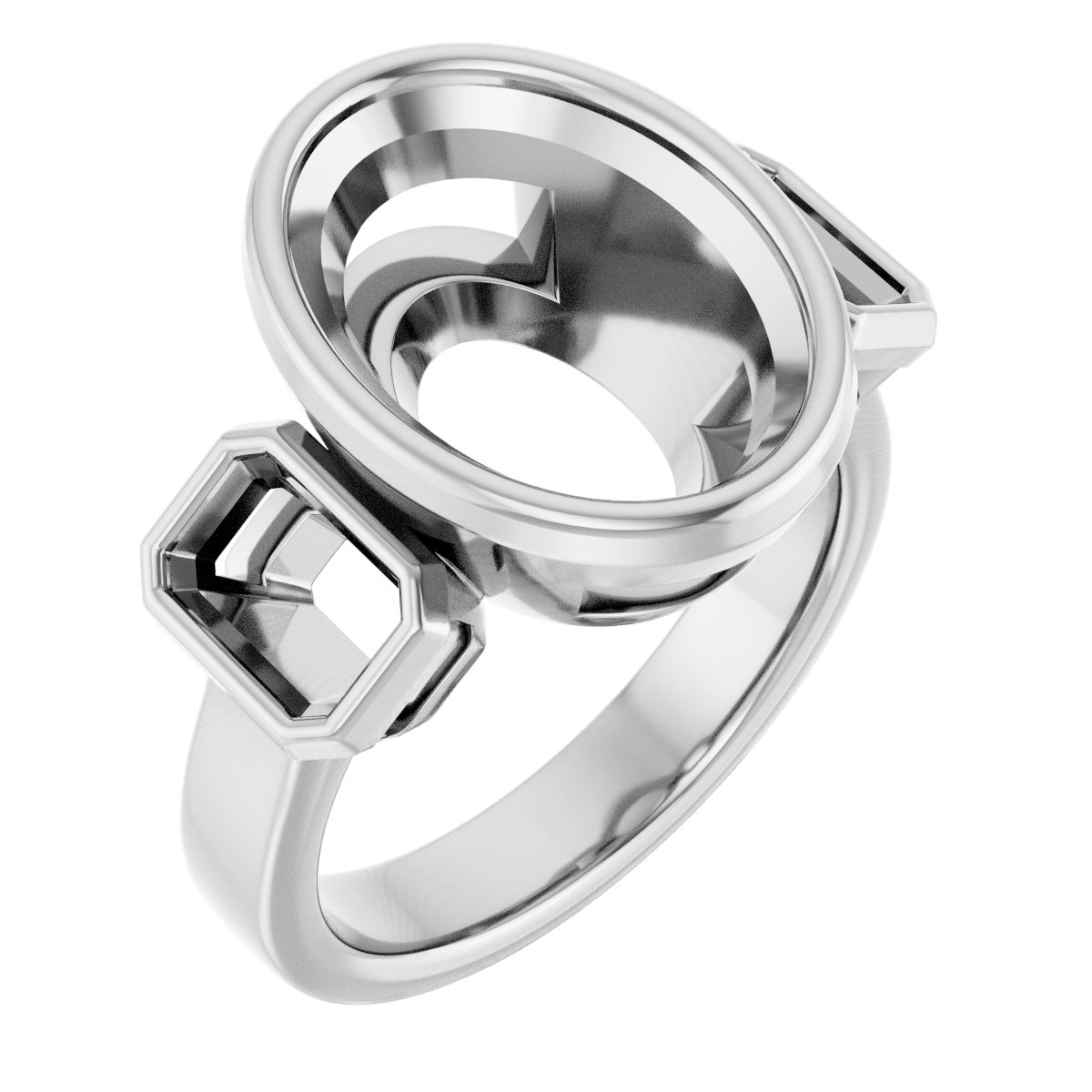 Bezel-Set Three-Stone Engagement Ring