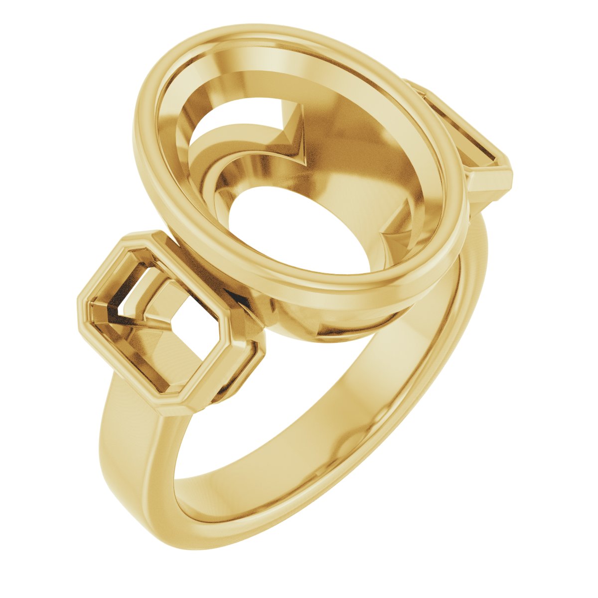 Bezel-Set Three-Stone Engagement Ring