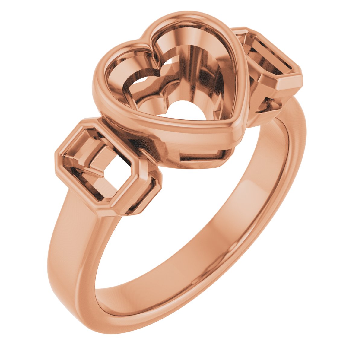 Bezel-Set Three-Stone Engagement Ring