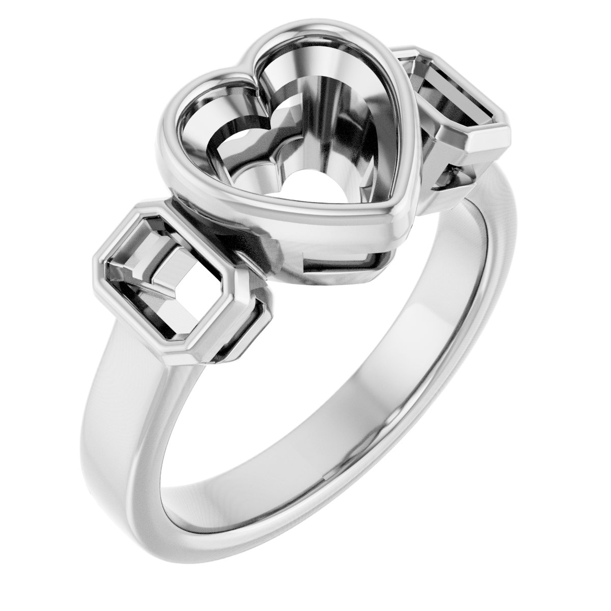 Bezel-Set Three-Stone Engagement Ring