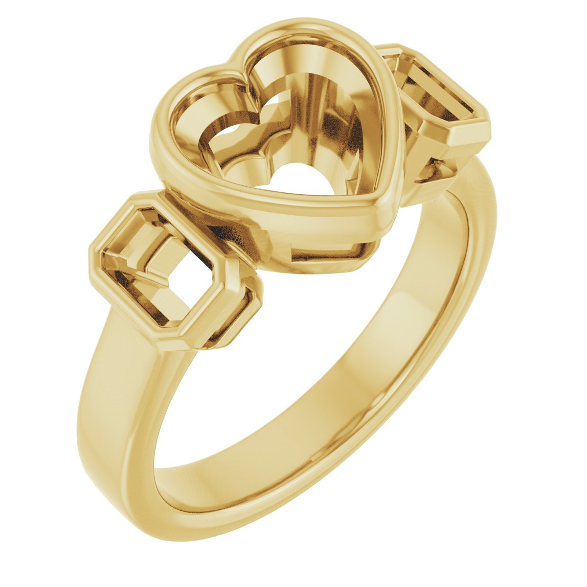 Bezel-Set Three-Stone Engagement Ring