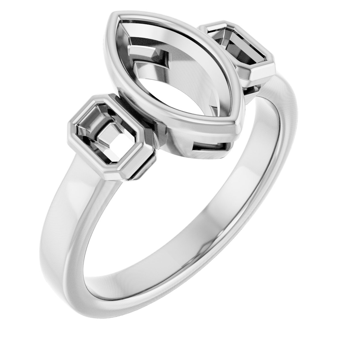 Bezel-Set Three-Stone Engagement Ring