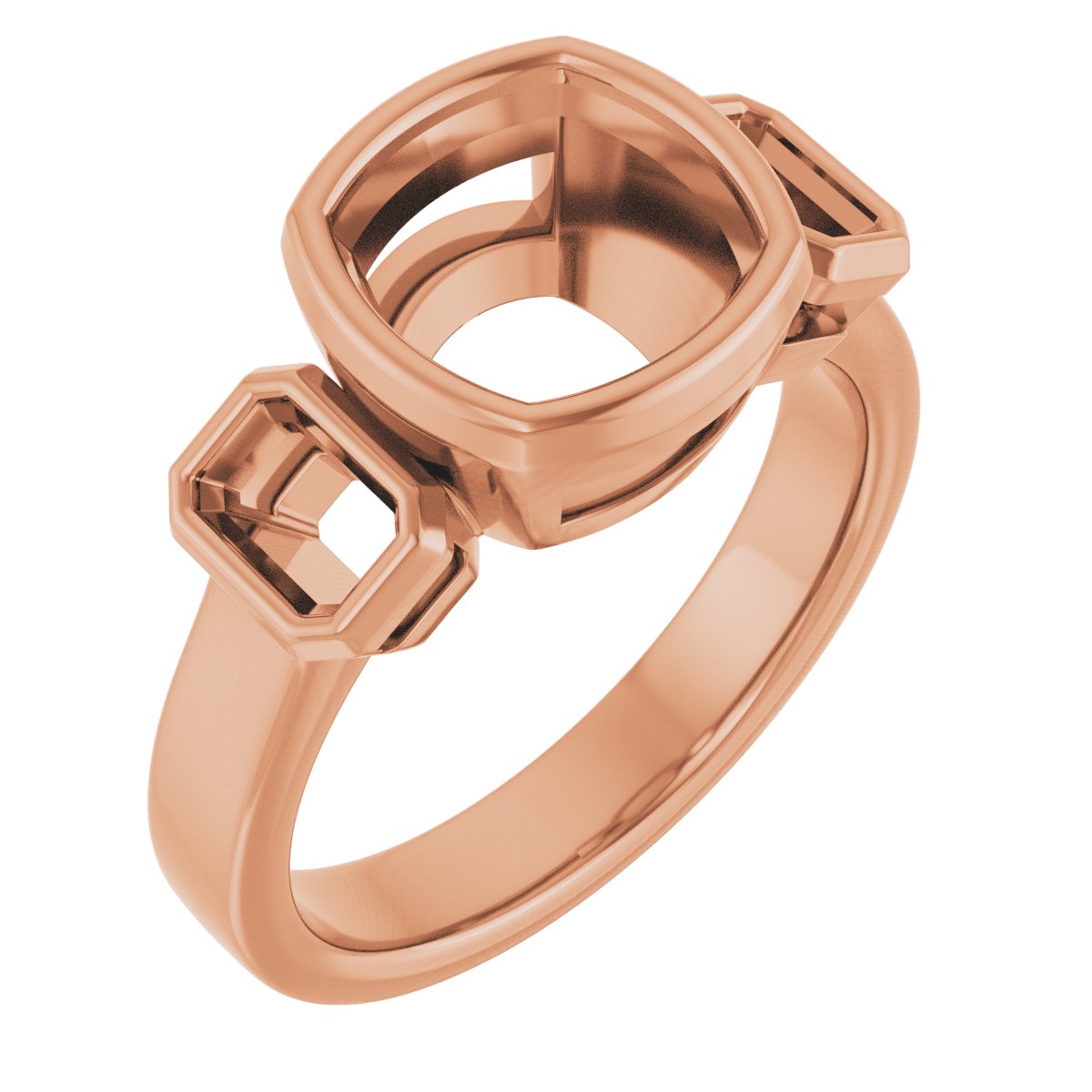 Bezel-Set Three-Stone Engagement Ring