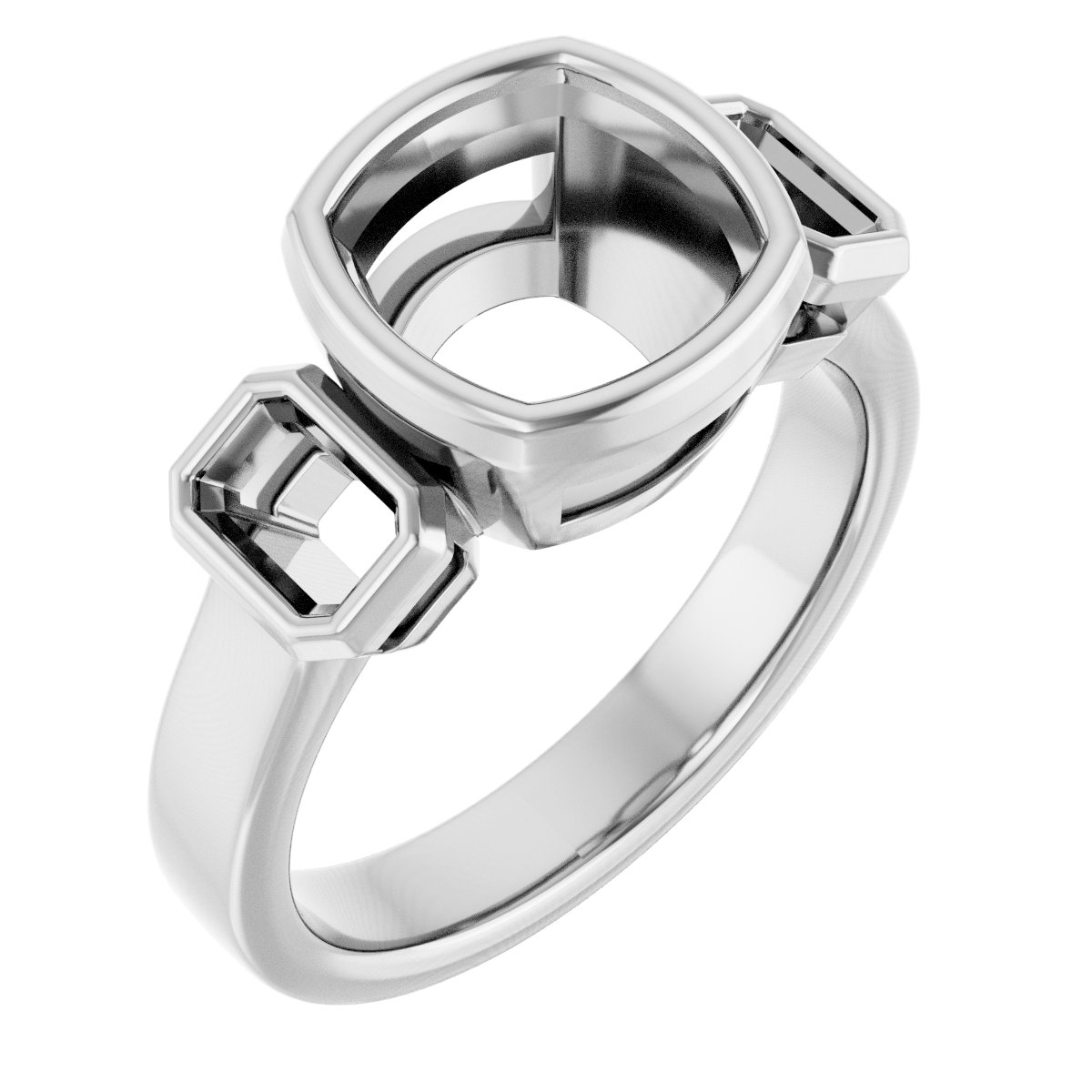 Bezel-Set Three-Stone Engagement Ring