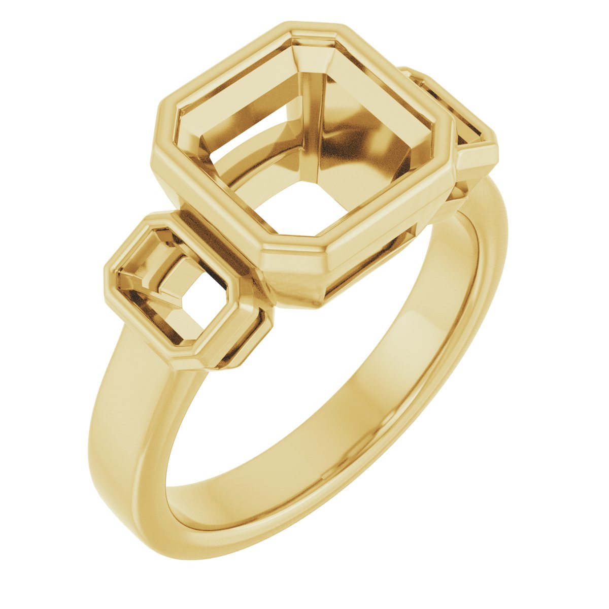 Bezel-Set Three-Stone Engagement Ring