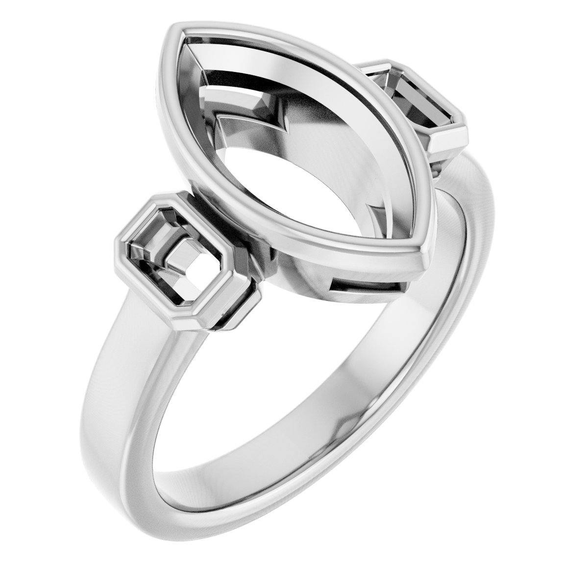 Bezel-Set Three-Stone Engagement Ring