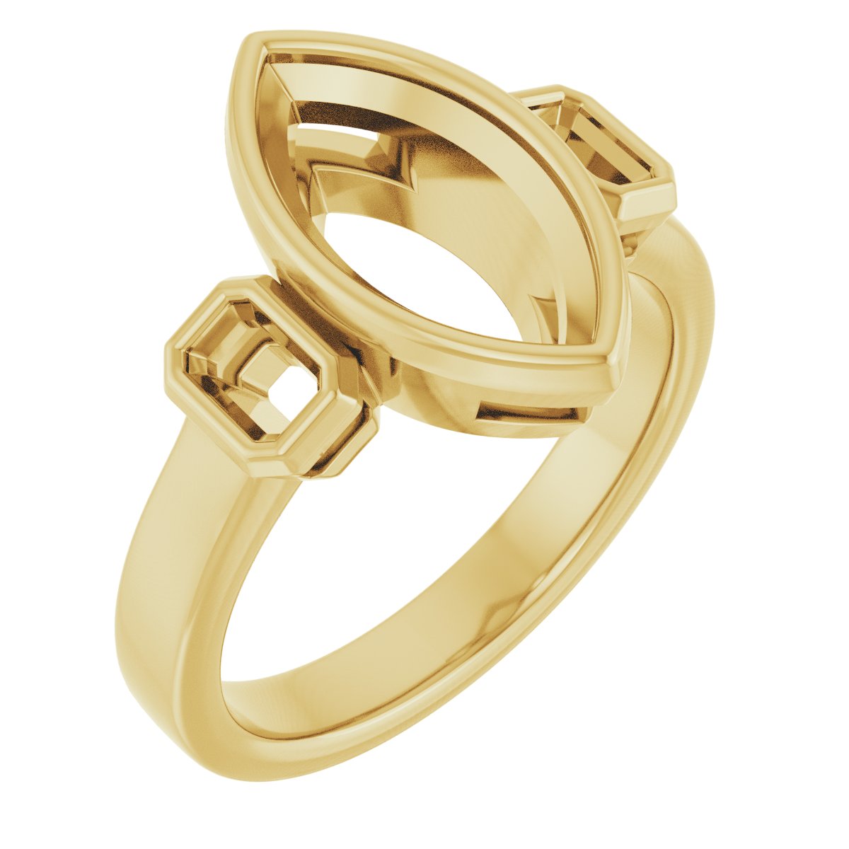 Bezel-Set Three-Stone Engagement Ring