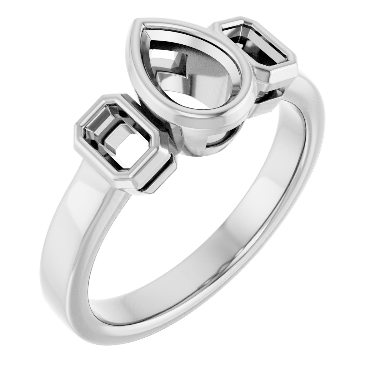 Bezel-Set Three-Stone Engagement Ring