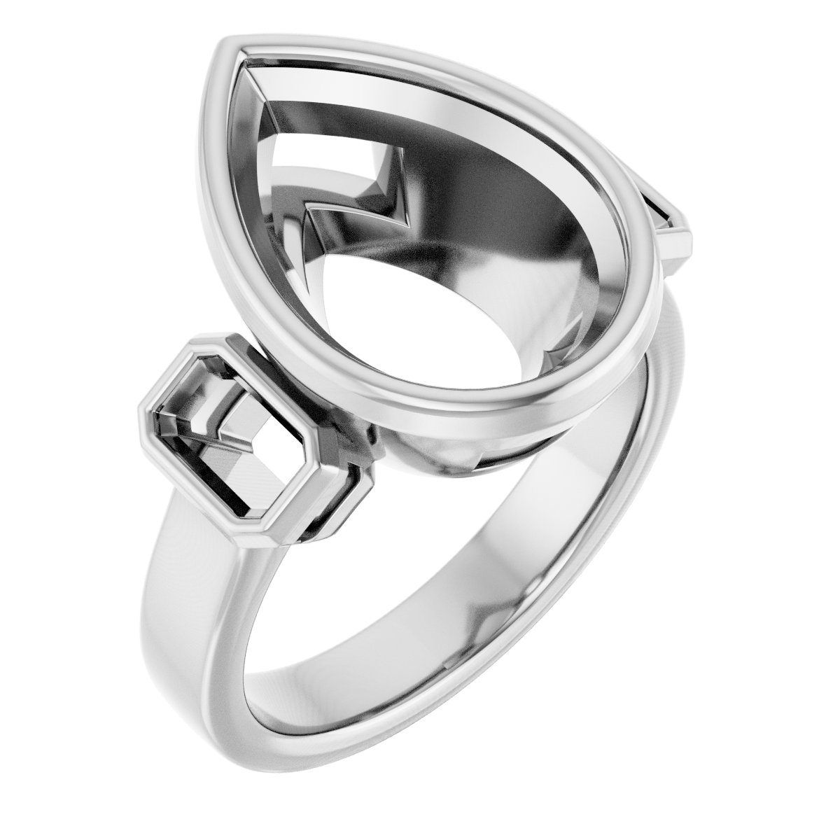 Bezel-Set Three-Stone Engagement Ring