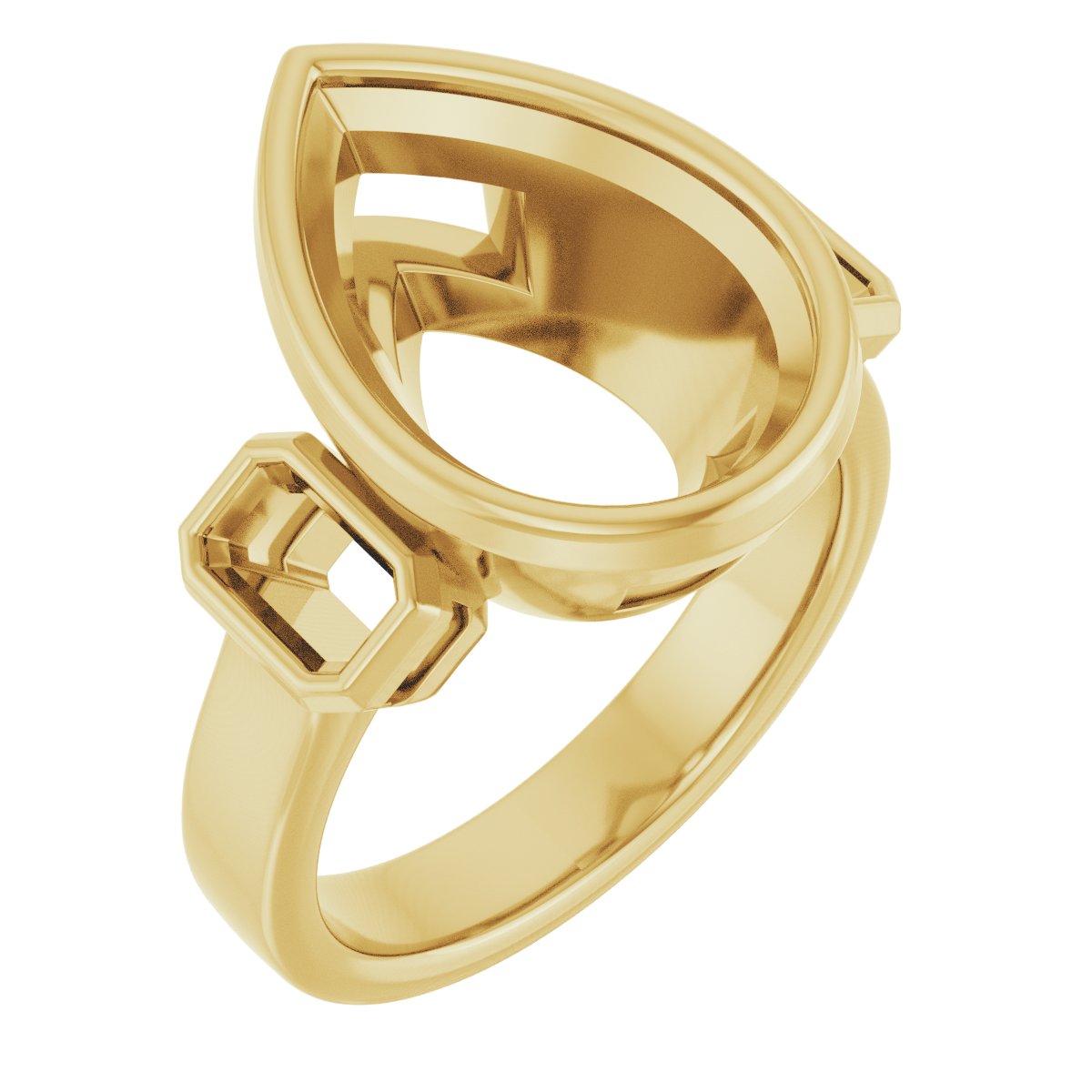 Bezel-Set Three-Stone Engagement Ring