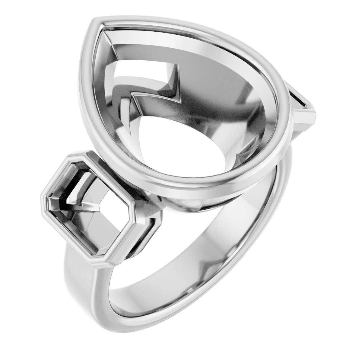Bezel-Set Three-Stone Engagement Ring